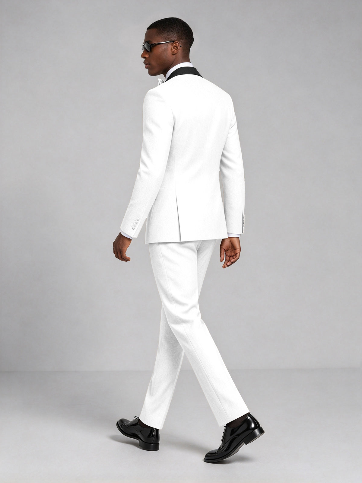Men's White Double-Breasted Tuxedo Suit – Satin Shawl Lapel White-Tie Wedding & Gala 2-Piece Set - White