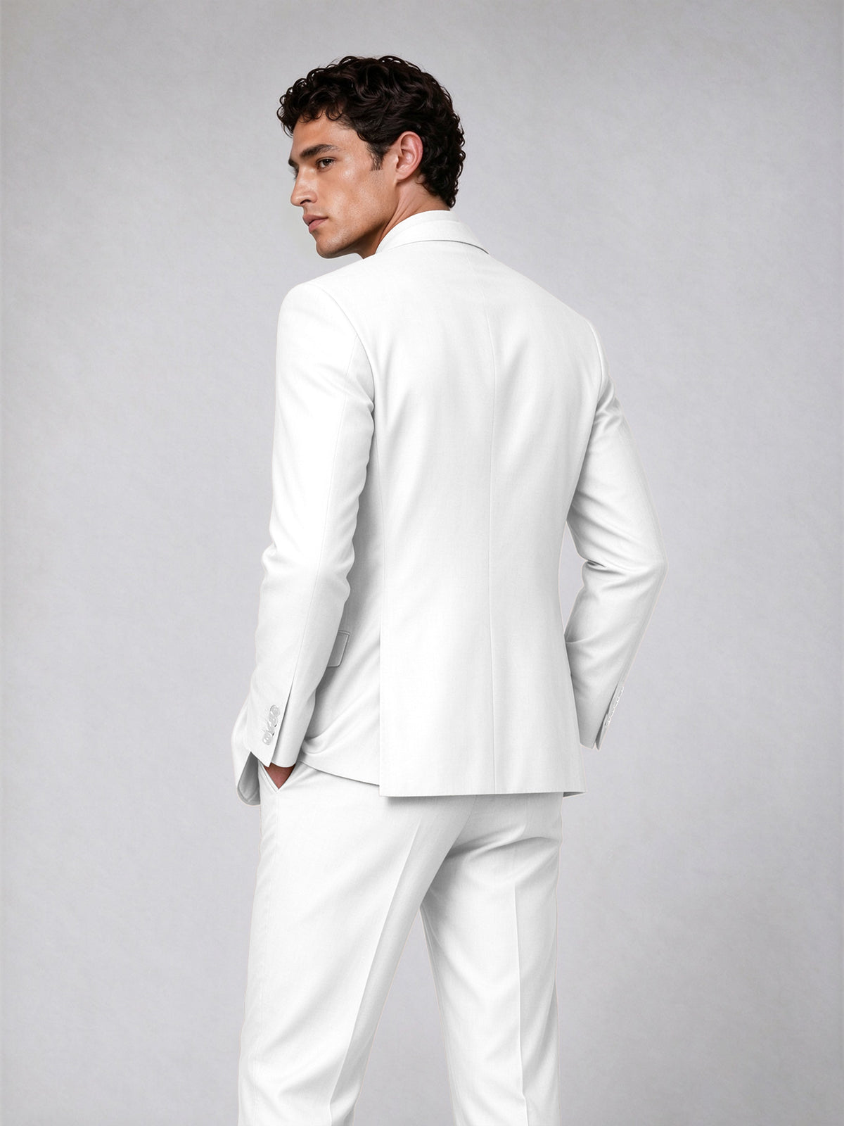 Savile Men's White Double-Breasted 2-Piece Suit Set – Blazer & Trousers - White