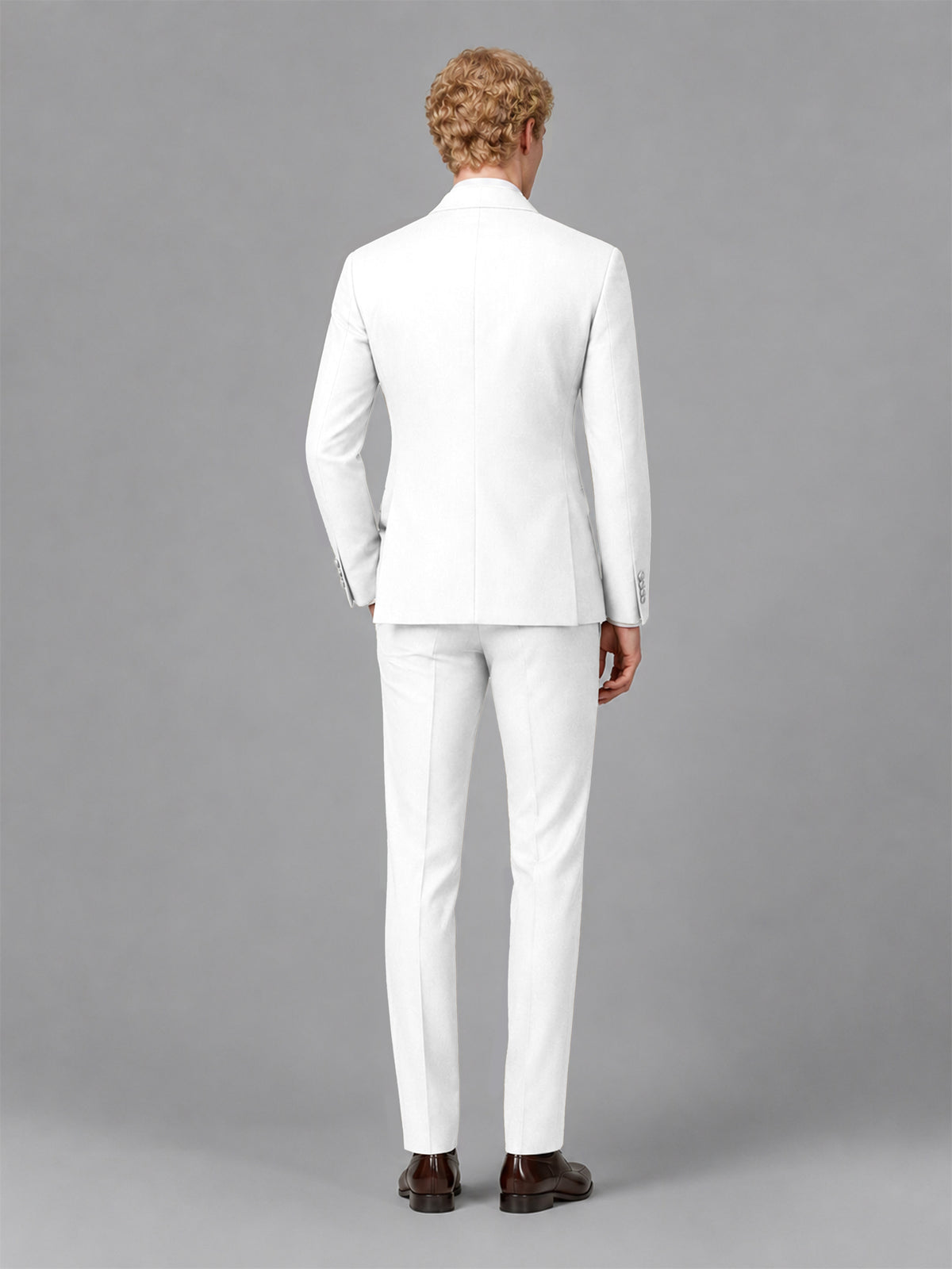 Men's White Single-Button White Satin Shawl Lapel Tuxedo Suit Set | Blazer & Trousers - White