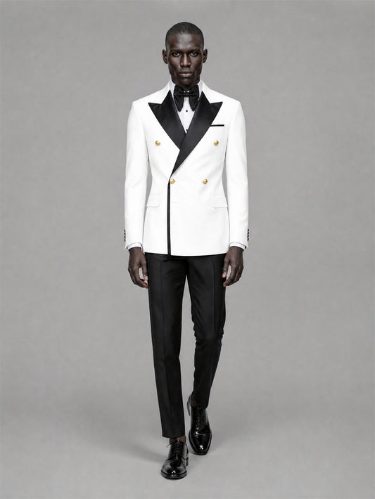 Men's White Double-Breasted 2-Piece Suit Set – Jacket & Trousers