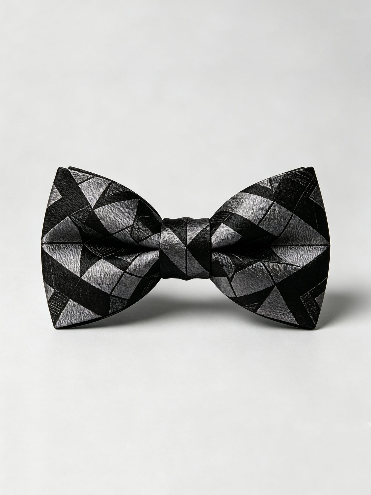 Savile Men's Black and Silver Geometric Bow Tie – Formal Tuxedo Accessory