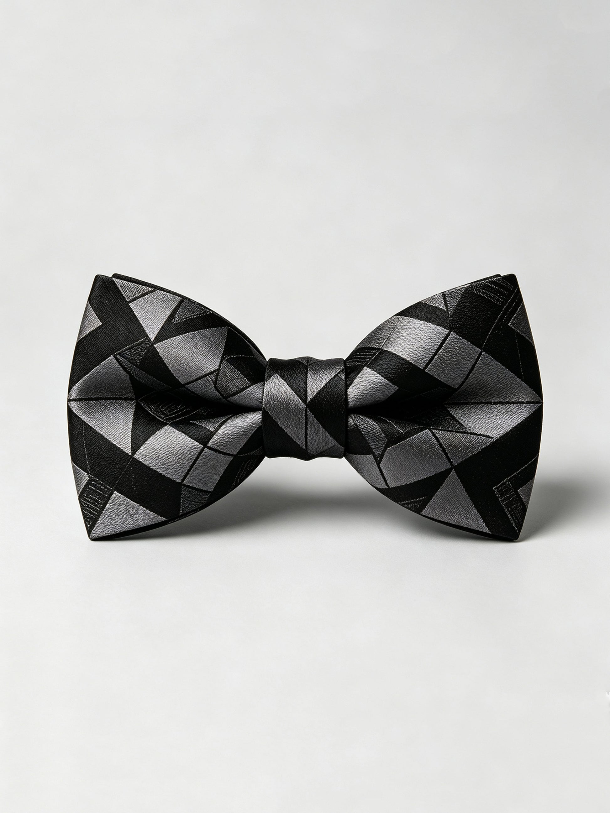 Savile Men's Black and Silver Geometric Bow Tie – Formal Tuxedo Accessory