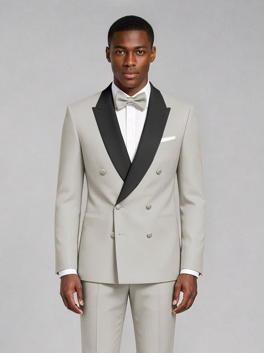 Men's 10 13 2 Double-Breasted Tuxedo Suit – Satin Shawl Lapel 10 13 2-Tie Wedding & Gala 2-Piece Set - 10.13(2)