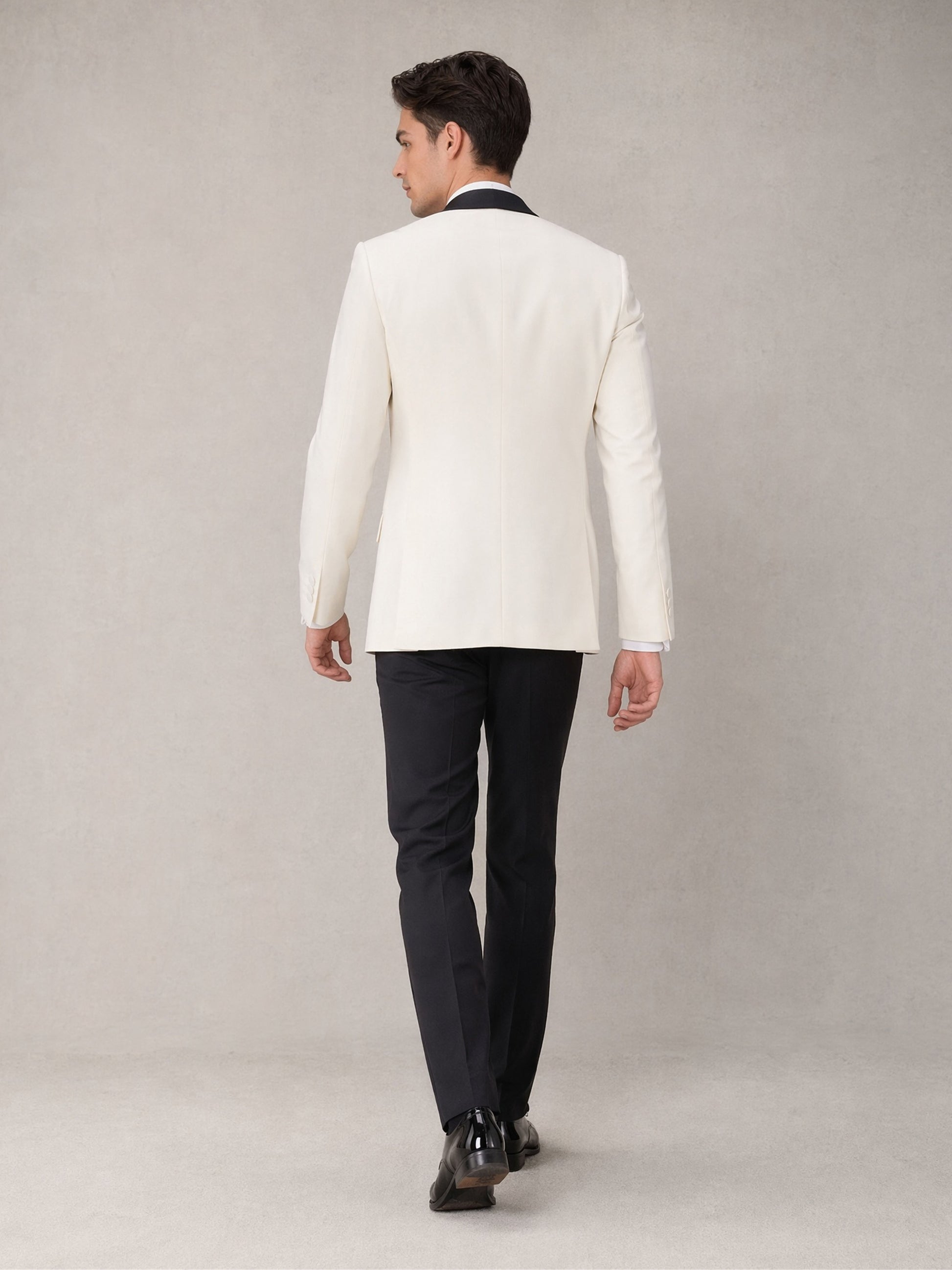 Men's ivory tuxedo suit - front view standing pose