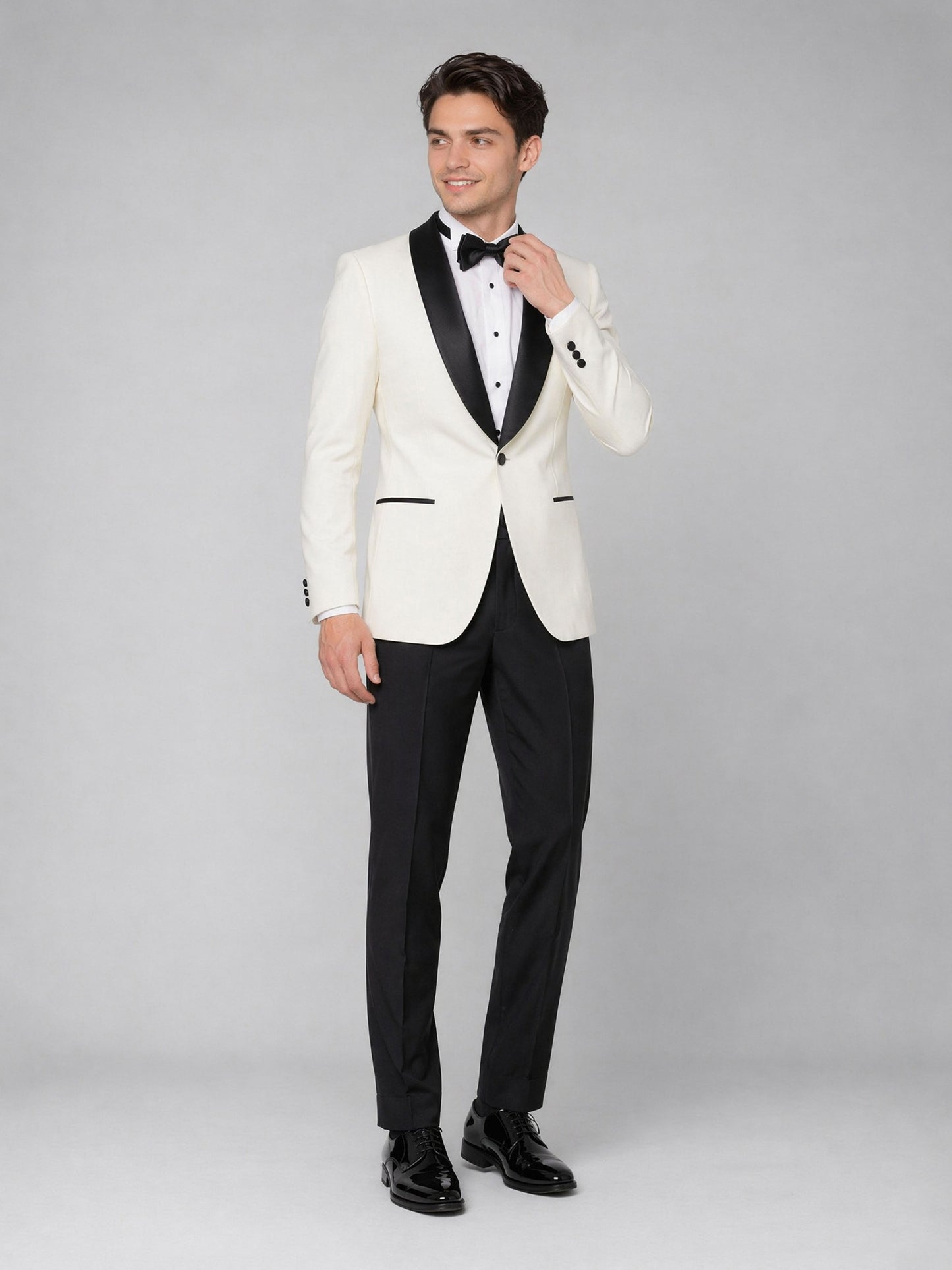 Men's ivory tuxedo suit - back view full length
