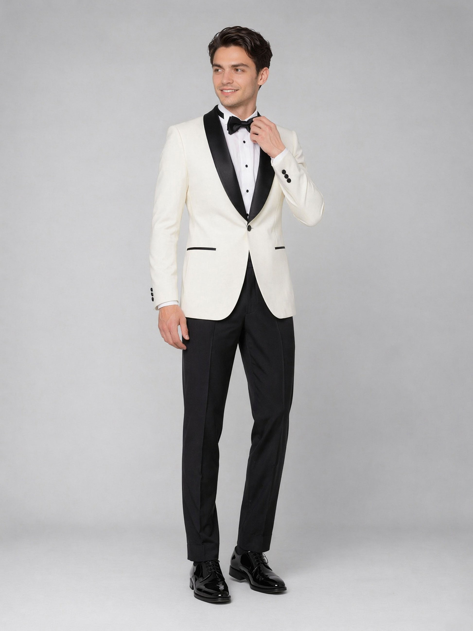 Men's ivory tuxedo suit - back view full length