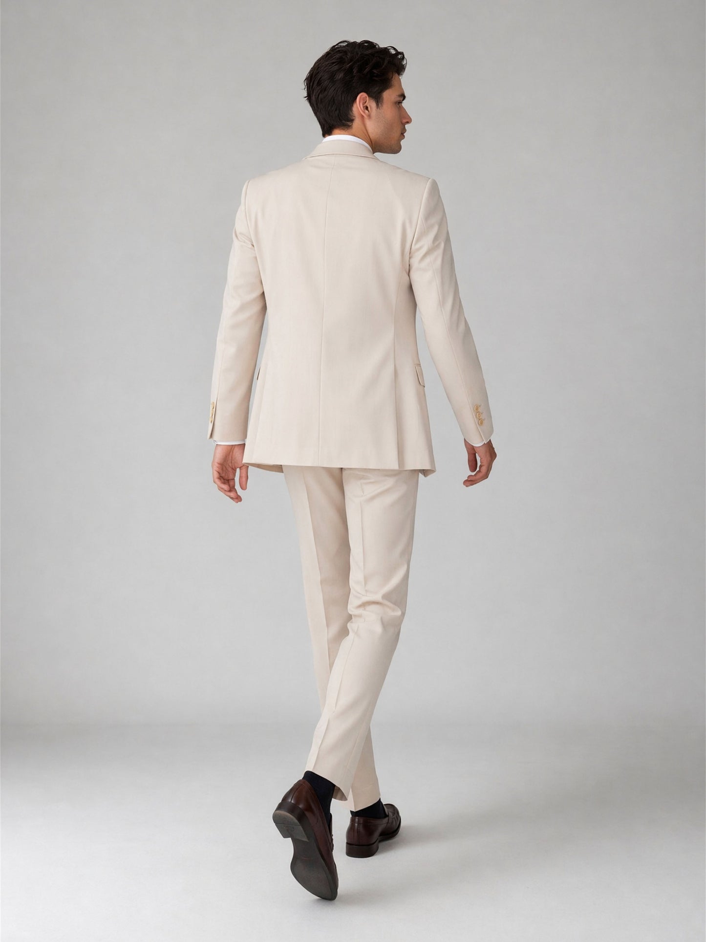 Men's Beige Slim Fit 3-Piece Suit – Notch Lapel Wedding & Business Formal Set