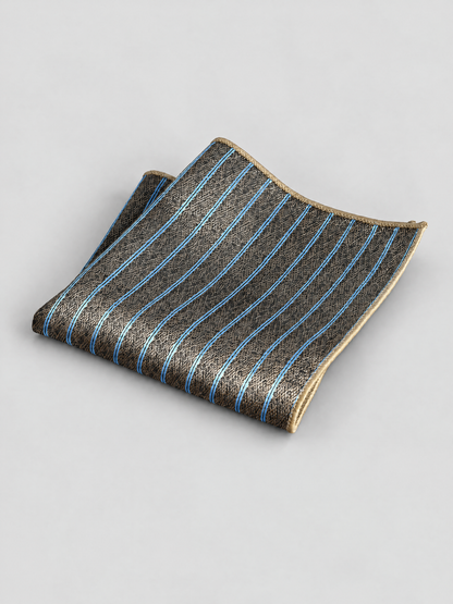 Savile Men's 3 Striped Jacquard Pocket Square – Classic Woven Suit Handkerchief - 3 - 3 (1)