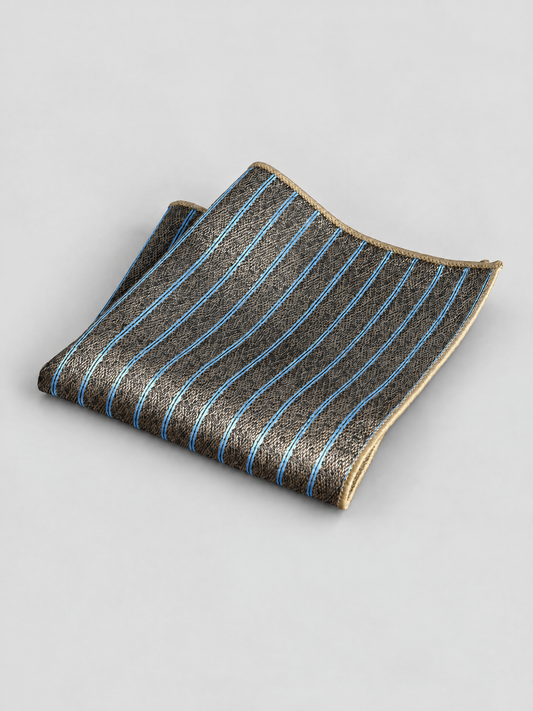 Savile Men's 3 Striped Jacquard Pocket Square – Classic Woven Suit Handkerchief - 3 - 3 (1)