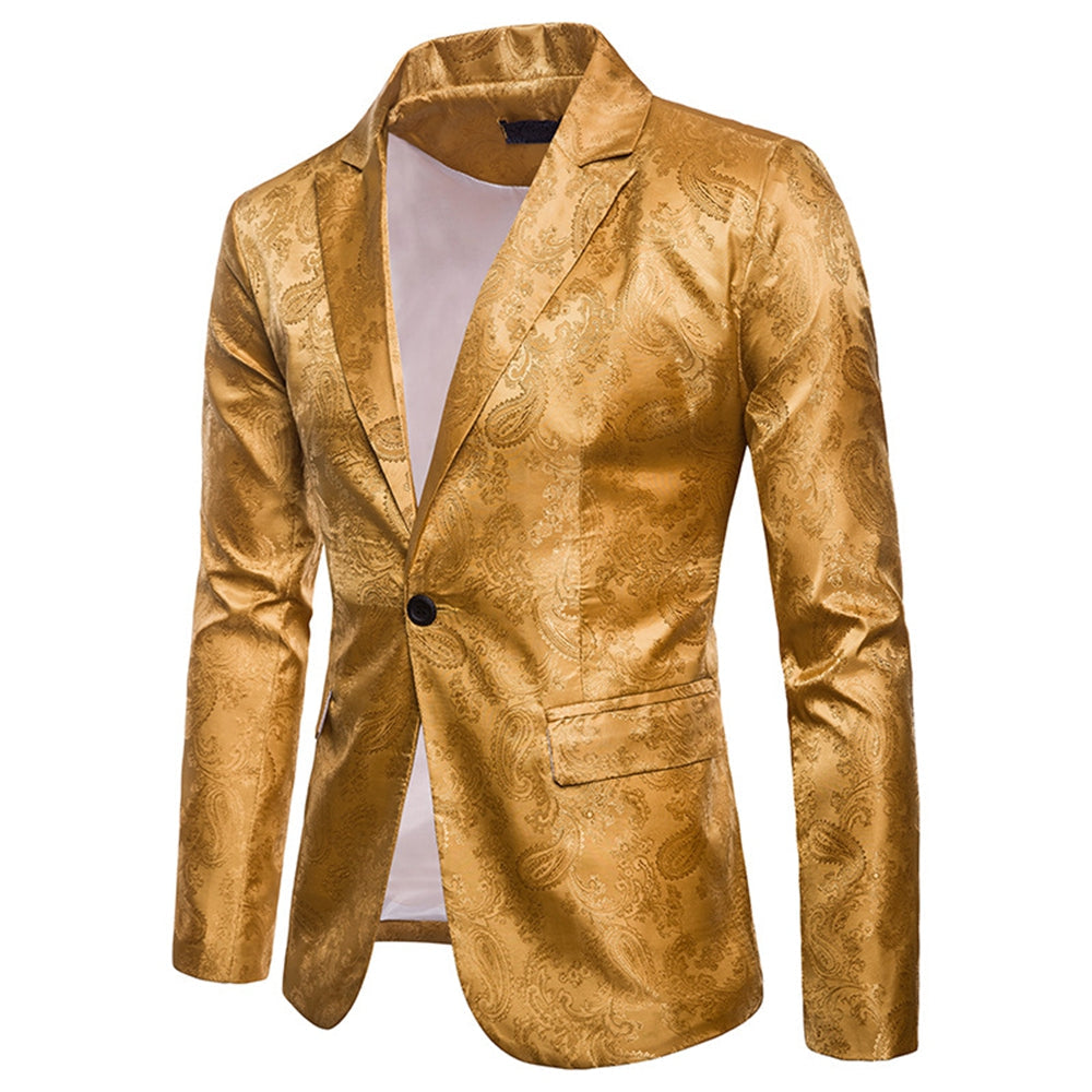 Men's Tailored Fit Single Breasted One-Button Printed Party Jacket