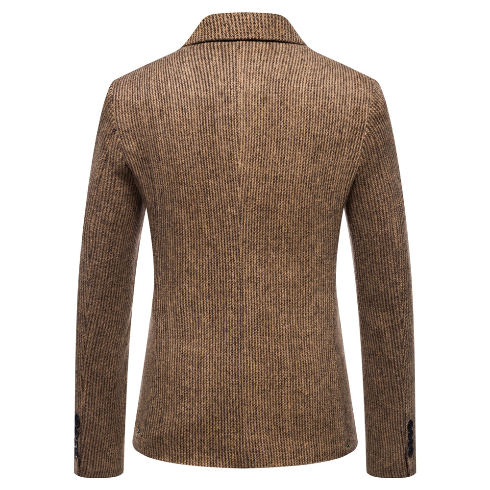 Tailored Fit Single Breasted One-Button Striped Men's Party Jacket