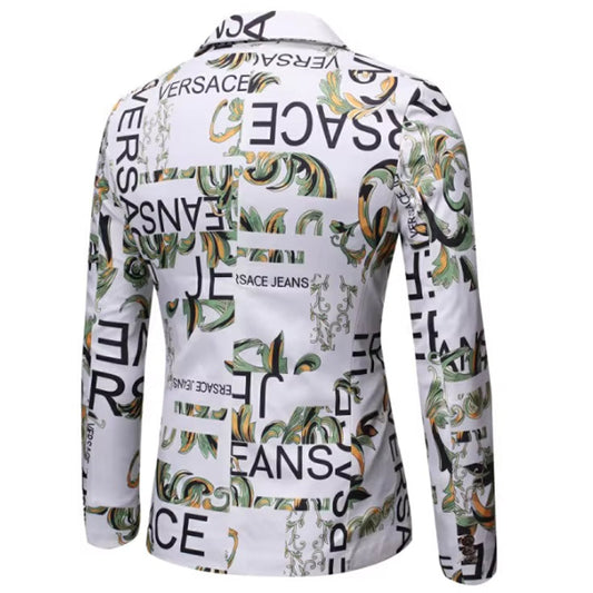 Men's Tailored Fit Notched Lapel Single Breasted One-button Printed Floral Jacket