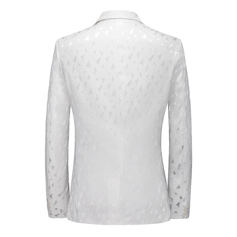 Tailored Fit Notched Lapel Single Breasted Two-button Geometric Men's Fashionable Jacket