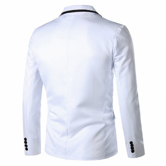 Tailored Fit Notched Lapel Single Breasted One-button Solid Colored Men's Formal Jacket