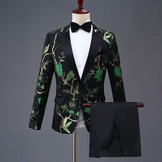 Tailored Fit Peaked Lapel Single Breasted One-Button 2 Pieces Men's Party Suits
