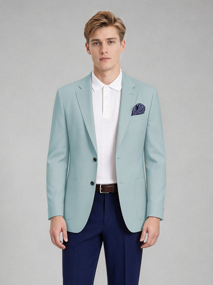 Savile Men's Slim-Fit Blazer – Notch Lapel Sport Coat | Aqua Blue - Aqua_Blue