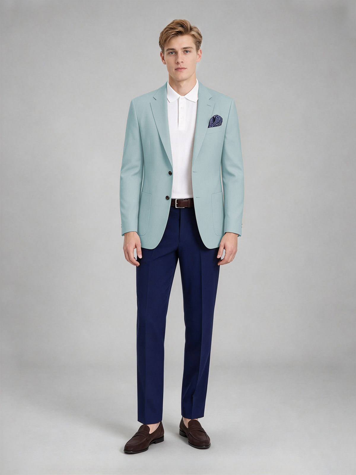 Savile Men's Slim-Fit Blazer – Notch Lapel Sport Coat | Aqua Blue - Aqua_Blue