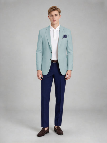 Savile Men's Slim-Fit Blazer – Notch Lapel Sport Coat | Aqua Blue - Aqua_Blue