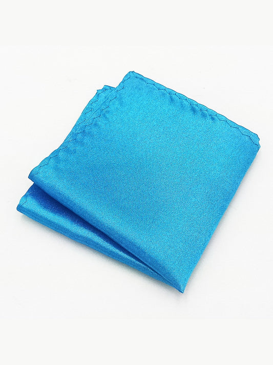 Savile Men's Aqua Blue Satin Pocket Square – Classic Solid Silk Suit Handkerchief - Aqua Blue - Aqua Blue (1)
