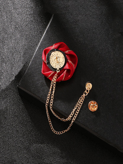 Savile Men's Fabric Rose Lapel Pin Back Construction & Fastening Clutch Detail | PL0007