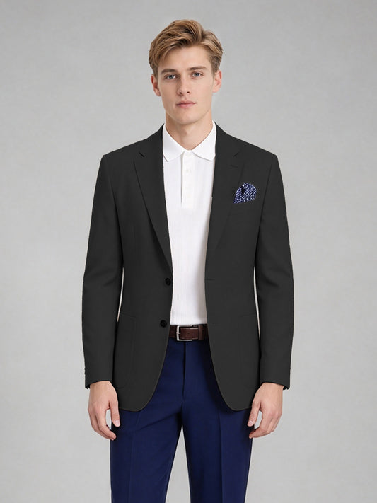 Savile Men's Slim-Fit Blazer – Notch Lapel Sport Coat | Black - Black