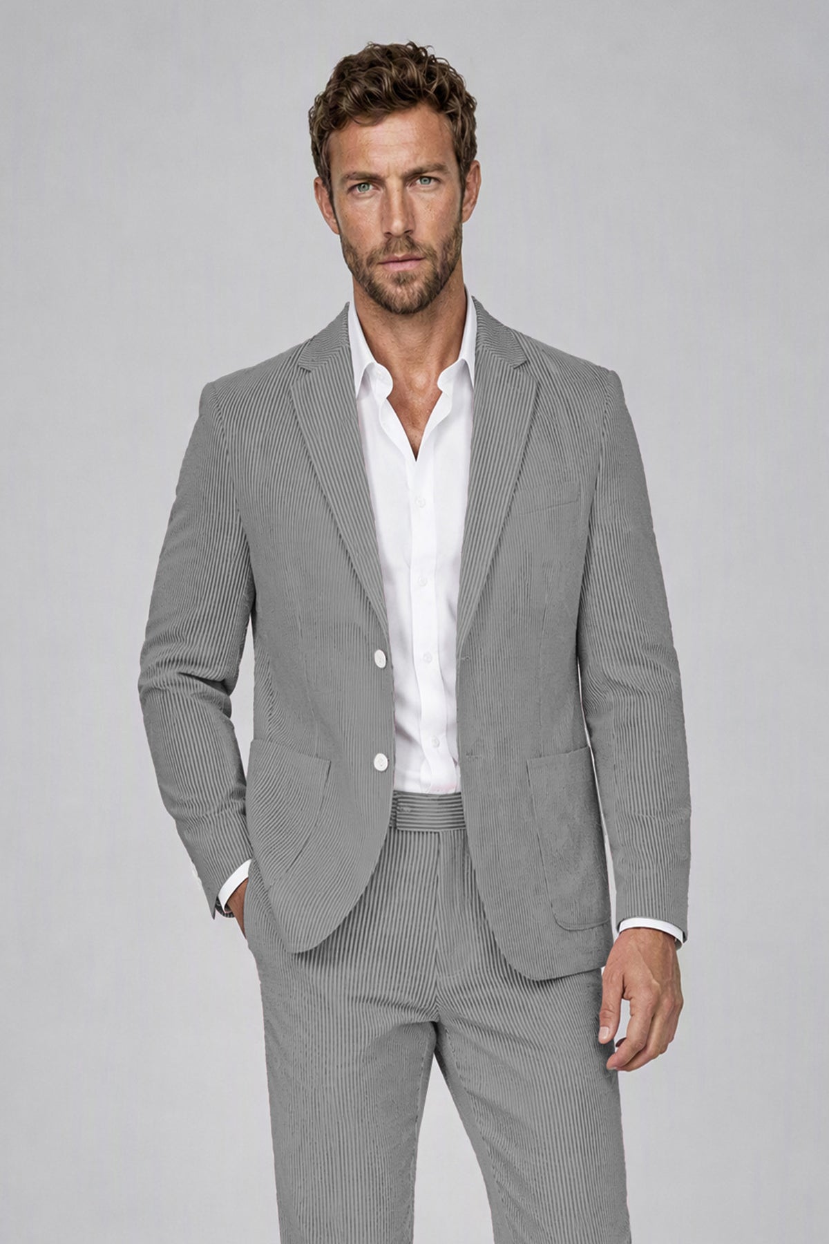 Savile Men's Black Striped 2-Piece Suit Set – Notch Lapel Blazer & Tailored Trousers - Black - Black(1)