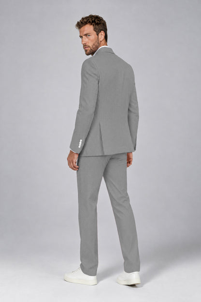 Savile Men's Black Striped 2-Piece Suit Set – Notch Lapel Blazer & Tailored Trousers - Black - Black(3)