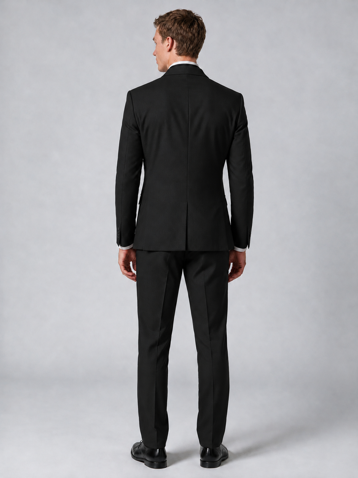 Savile Men's Black Wrap Shawl Lapel 2-Piece Suit Set – Modern Jacket & Trousers - Black - Black_3