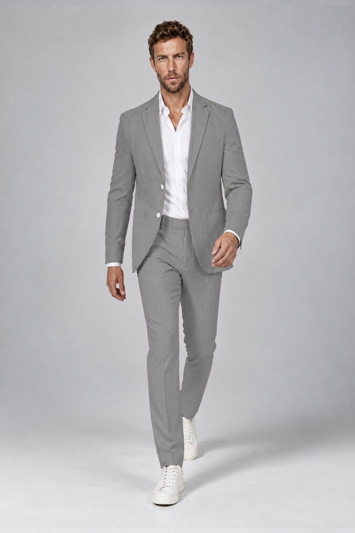 Savile Men's Black Striped 2-Piece Suit Set – Notch Lapel Blazer & Tailored Trousers - Black - Black(4)