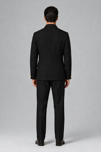 Savile Black Safari Jacket & Trousers Two-Piece Men's Suit - Black