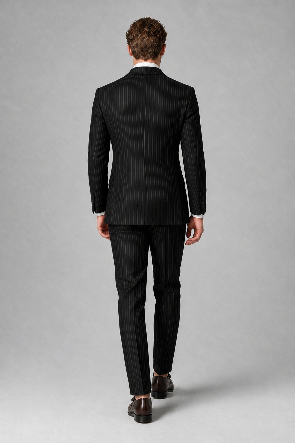 Savile Men's Black Pinstripe Double-Breasted 2-Piece Suit – Jacket & Trousers | QX0102 - Black