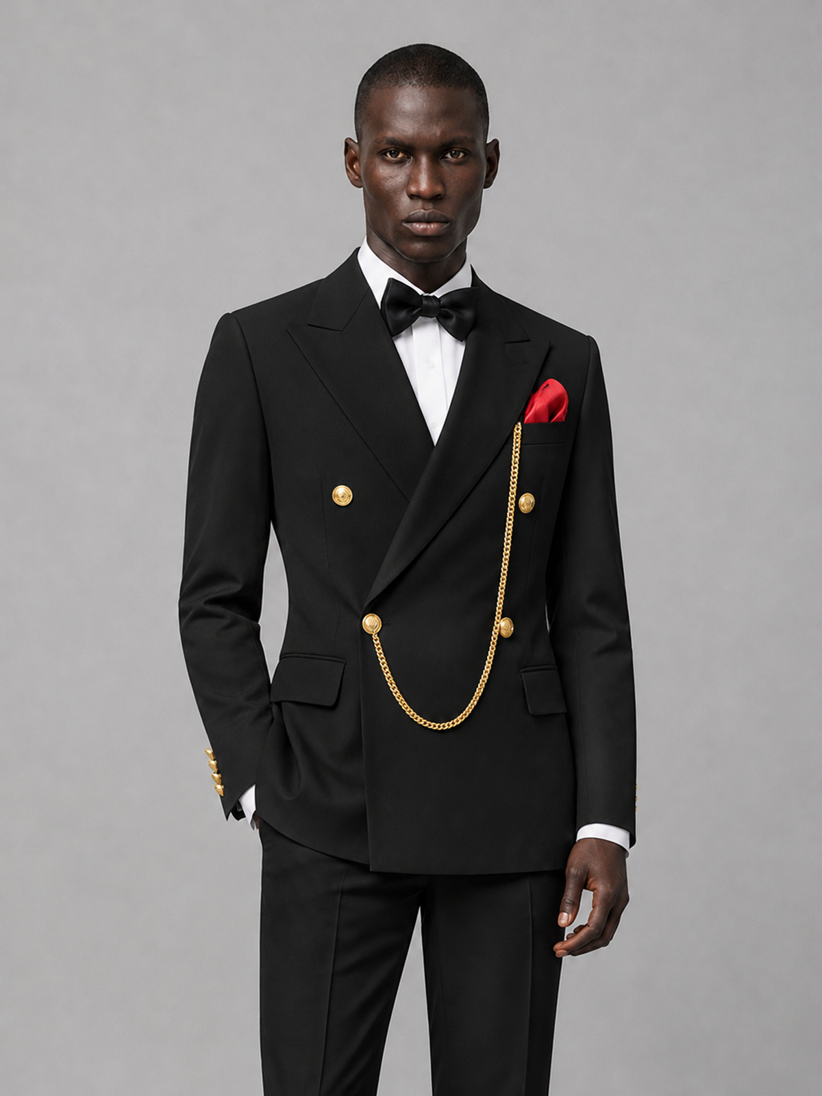 Men's Black Double-Breasted 2-Piece Suit Set – Jacket & Trousers | Black Chain - Black