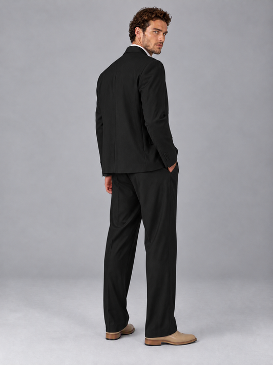 Savile Black Beige Double-Breasted 2-Piece Suit with Peak Lapel - Black