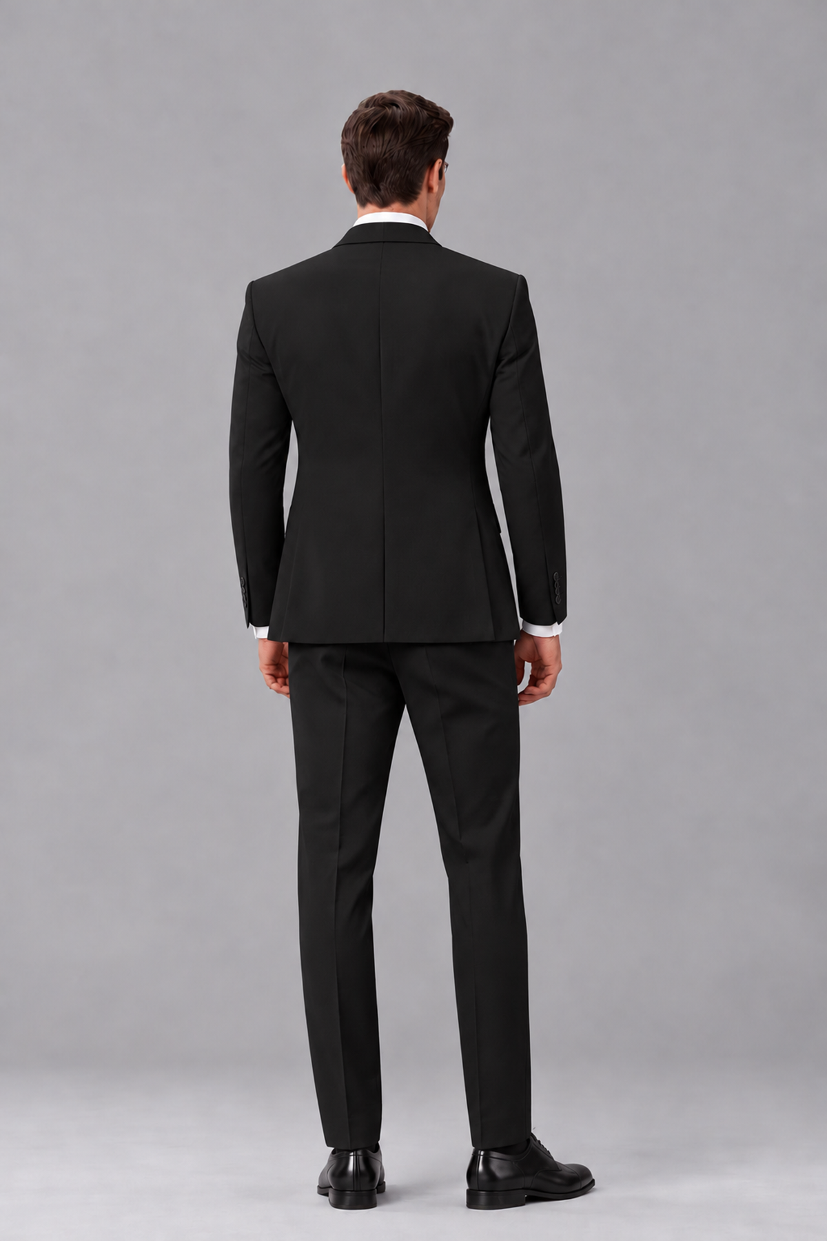 Savile Black 3-Piece Suit with Notch Lapel & Chain Vest - Black