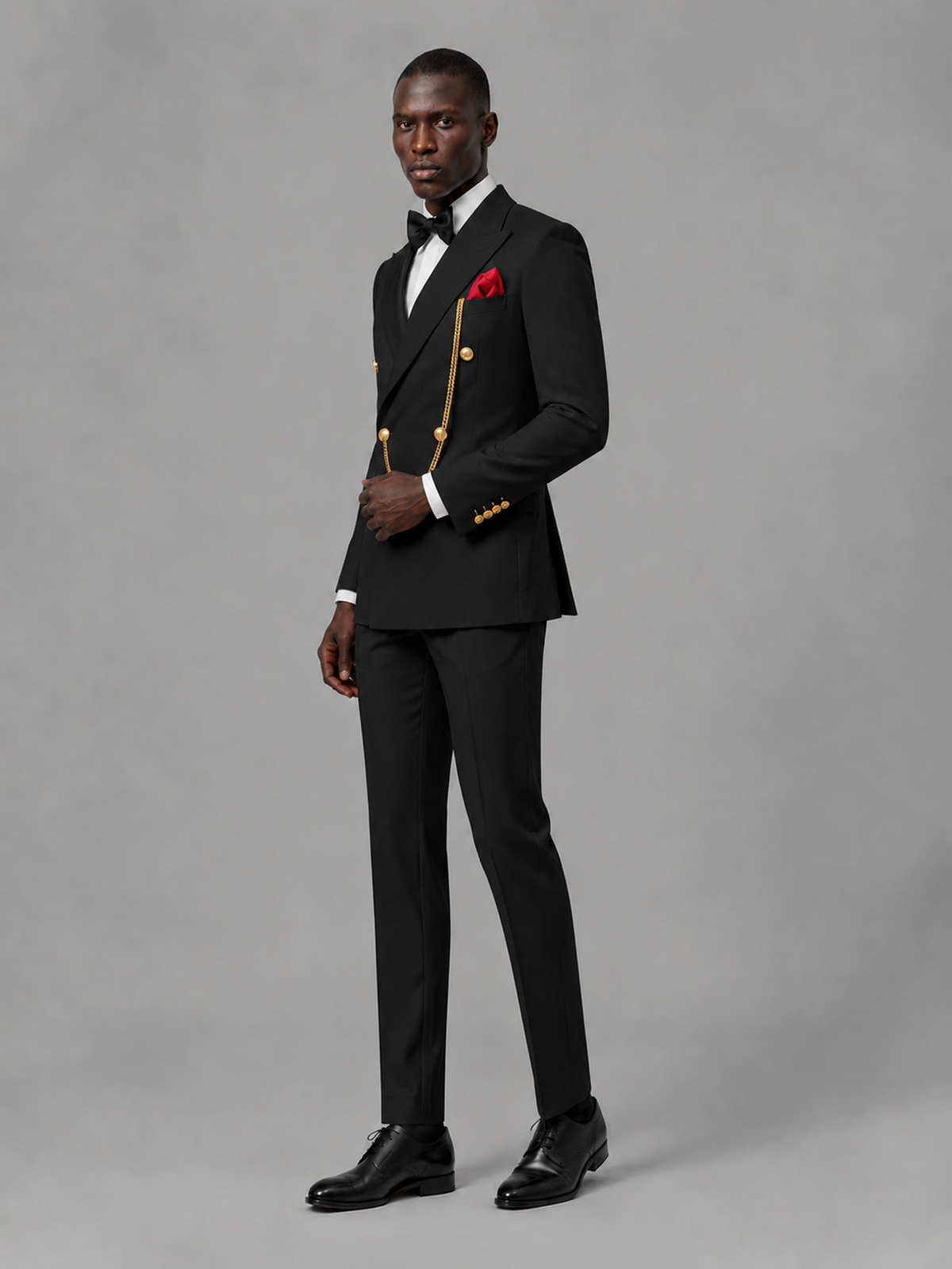 Men's Black Double-Breasted 2-Piece Suit Set – Jacket & Trousers | Black Chain - Black