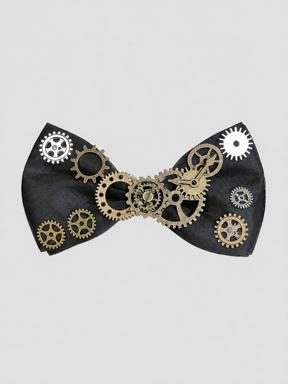 Savile PL0100 Men's Steampunk Gear Pre-Tied Bow Tie - Black Flat Lay Product View