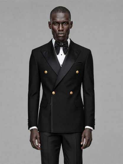 Men's Black Double-Breasted 2-Piece Suit Set – Jacket & Trousers