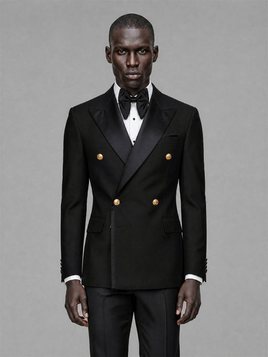 Men's Black Double-Breasted 2-Piece Suit Set – Jacket & Trousers