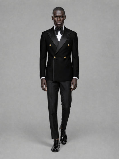 Men's Black Double-Breasted 2-Piece Suit Set – Jacket & Trousers