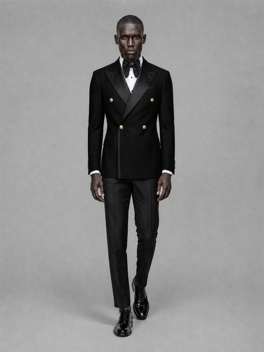 Men's Black Double-Breasted 2-Piece Suit Set – Jacket & Trousers