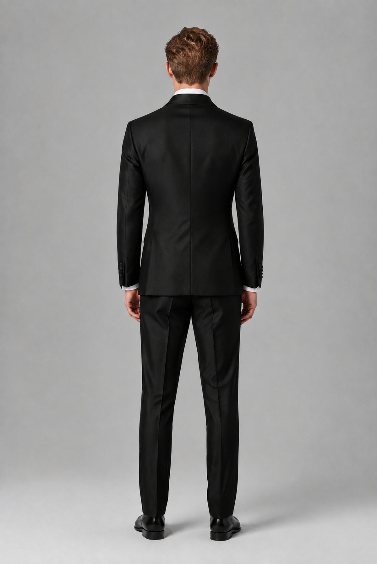 Savile Men's Black Asymmetric Crossover 2-Piece Suit - Three-quarter angle view