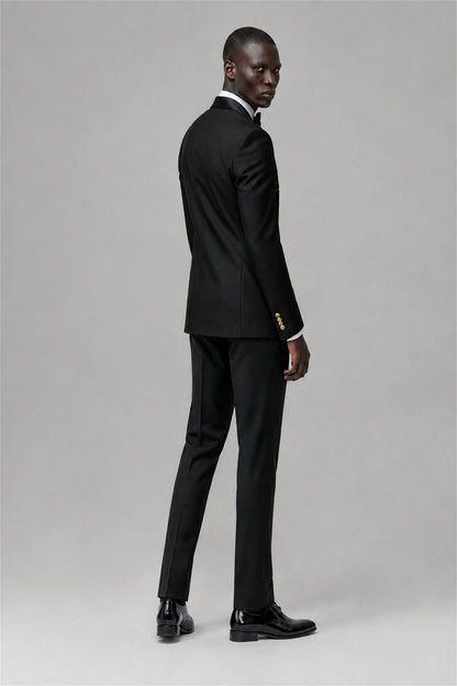 Men's Black Double-Breasted 2-Piece Suit Set – Jacket & Trousers