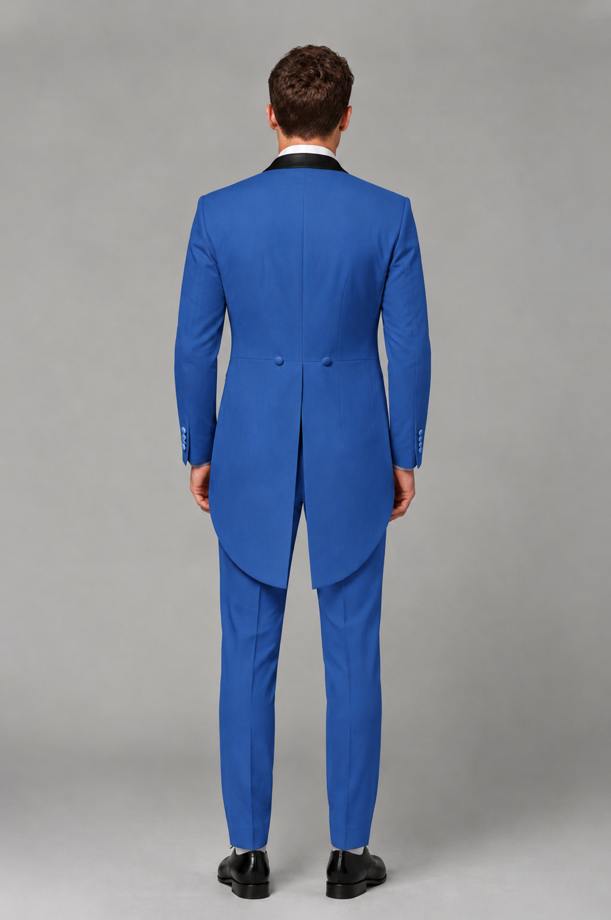 Savile Blue 3-Piece Tailcoat Tuxedo Suit with Black Peak Lapel - Blue - Blue_03