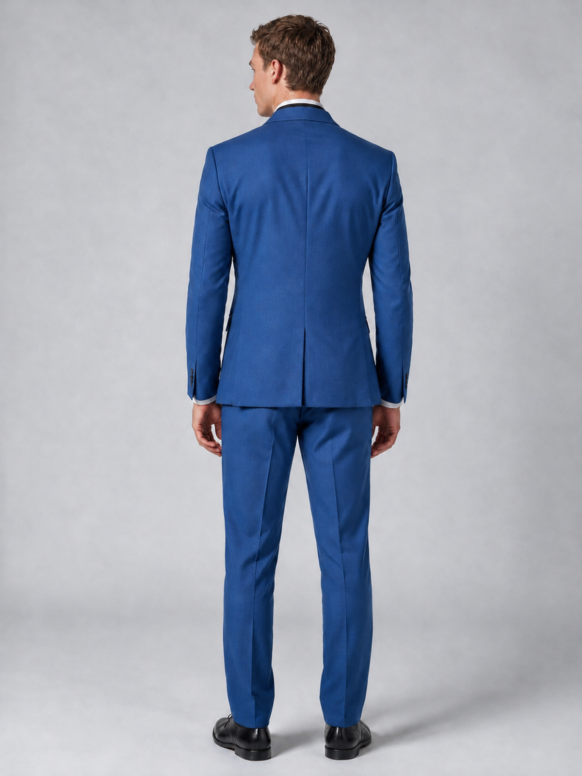 Savile Men's Blue Wrap Shawl Lapel 2-Piece Suit Set – Modern Jacket & Trousers - Blue - Blue_3