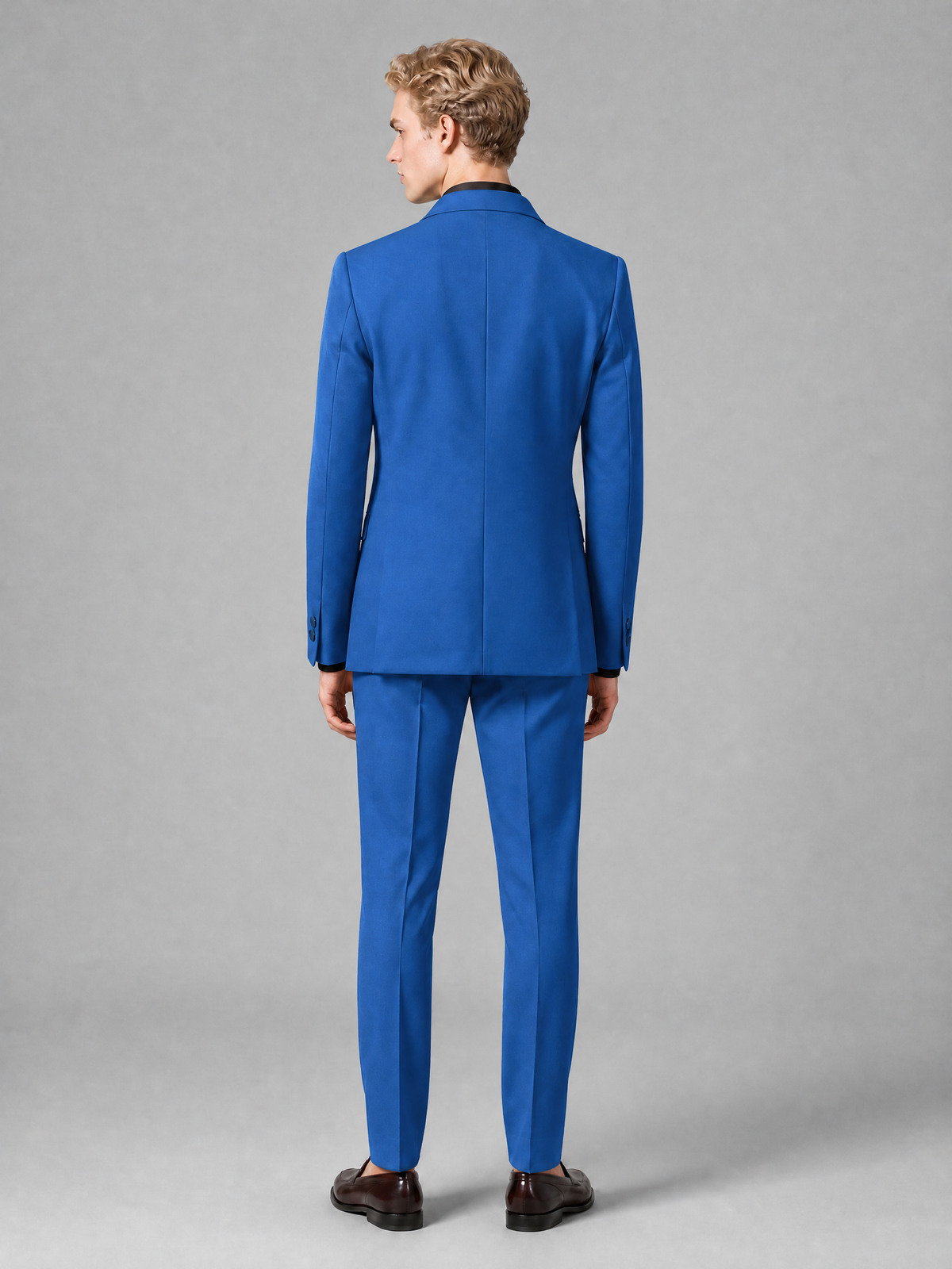 Men's Light Blue Double-Breasted Slim Fit 2-Piece Suit – Peak Lapel Wedding & Business Formal Set - Blue - Blue_3