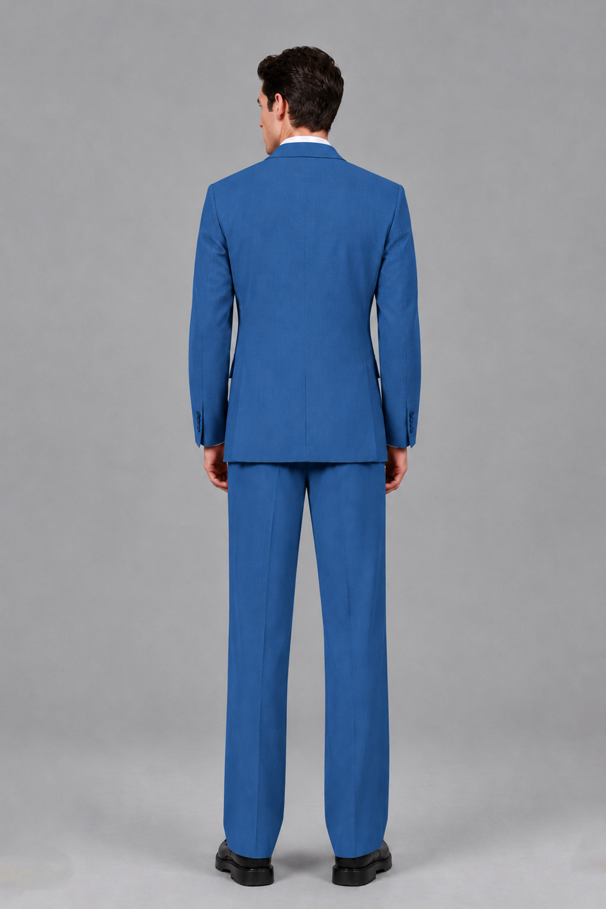 Savile Men's Blue Pleated 2-Piece Suit Set | Notch Lapel Blazer & Tailored Trousers - Blue - Blue_3