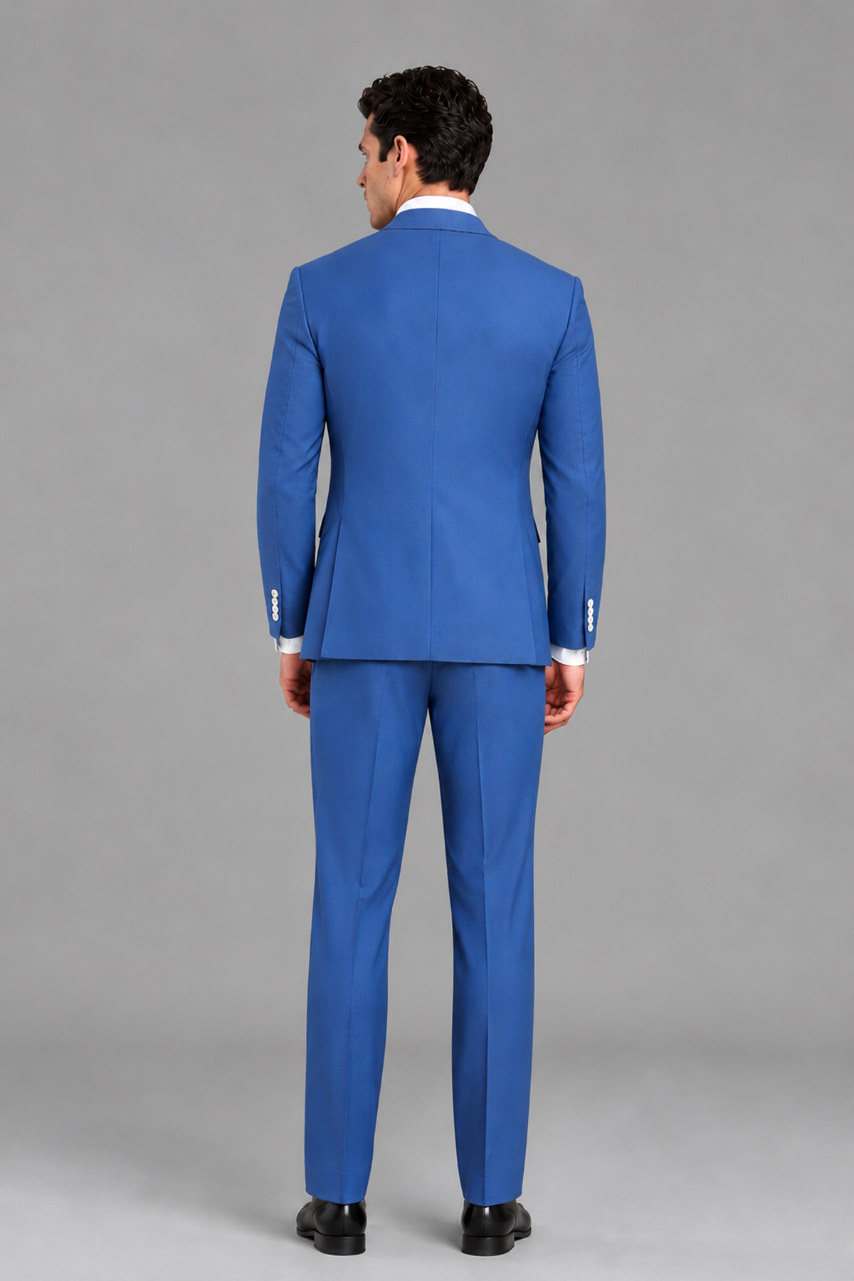 Savile Men's Modern Blue 2-Piece Wrap Suit Set – Peak Lapel Side-Button Blazer & Tailored Trousers - Blue - Blue_3
