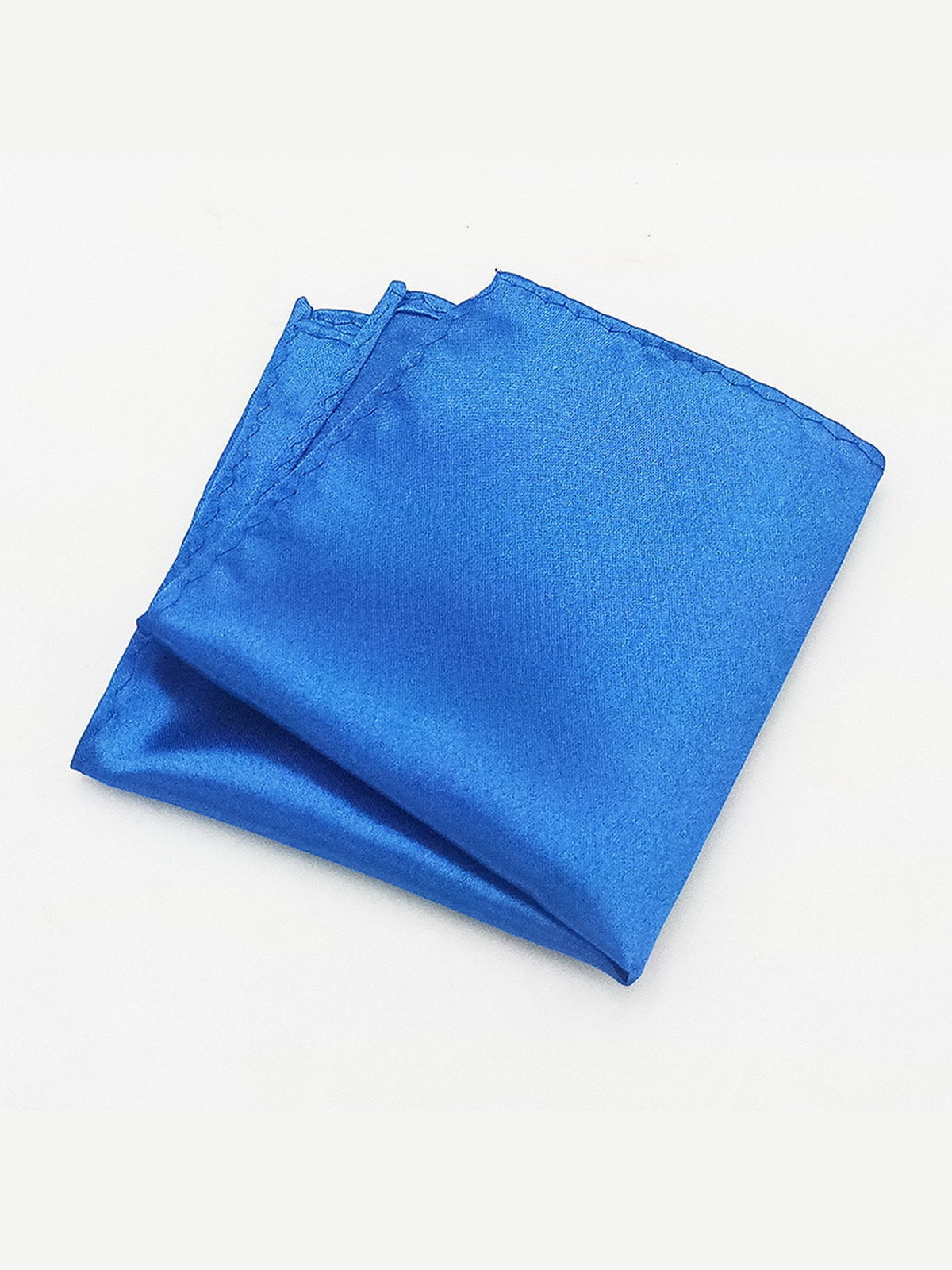 Savile Men's Blue Satin Pocket Square – Classic Solid Silk Suit Handkerchief - Blue - Blue (1)