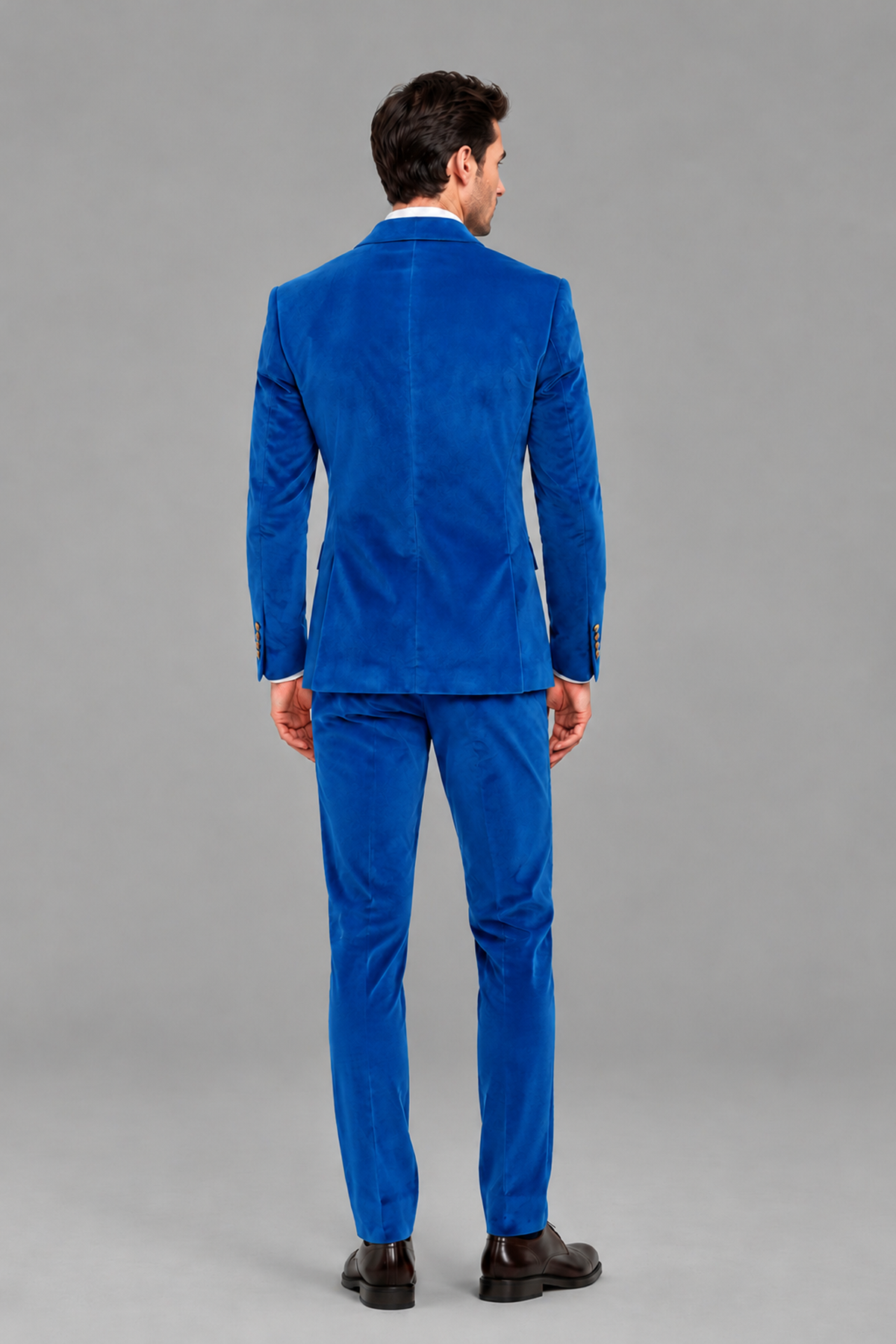 Savile Men's Blue Velvet Double-Breasted 2-Piece Suit Set | Peak Lapel Blazer & Trousers - Blue