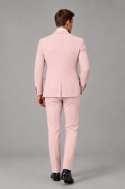 Savile Men's Grey Notch Lapel 3-Piece Suit Set | Jacket, Vest & Trousers - Blush Pink - Blush Pink